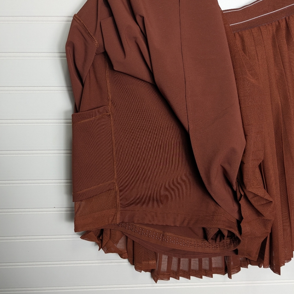 CALIA by Carrie Underwood Nwt Pleated Mesh Highrise Tennis Skort Rust XL - Picture 7 of 8